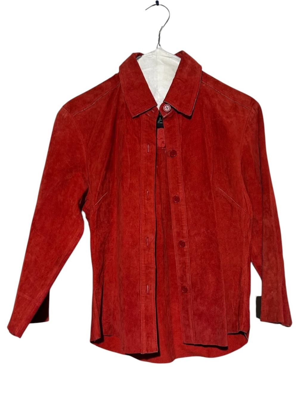 Brandon Thomas NWT Red Leather Suede Jacket Shirt Women Size Medium Fall Western